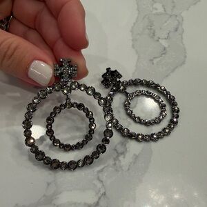 Tory Burch Silver Crystal Hoop Earrings